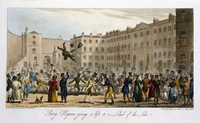 Surry Collegians podnoszący kończynę prawa z „The English Spy” Charlesa Molloya Westmacotta (1788-1868) opublikowanego w Londynie, 1825